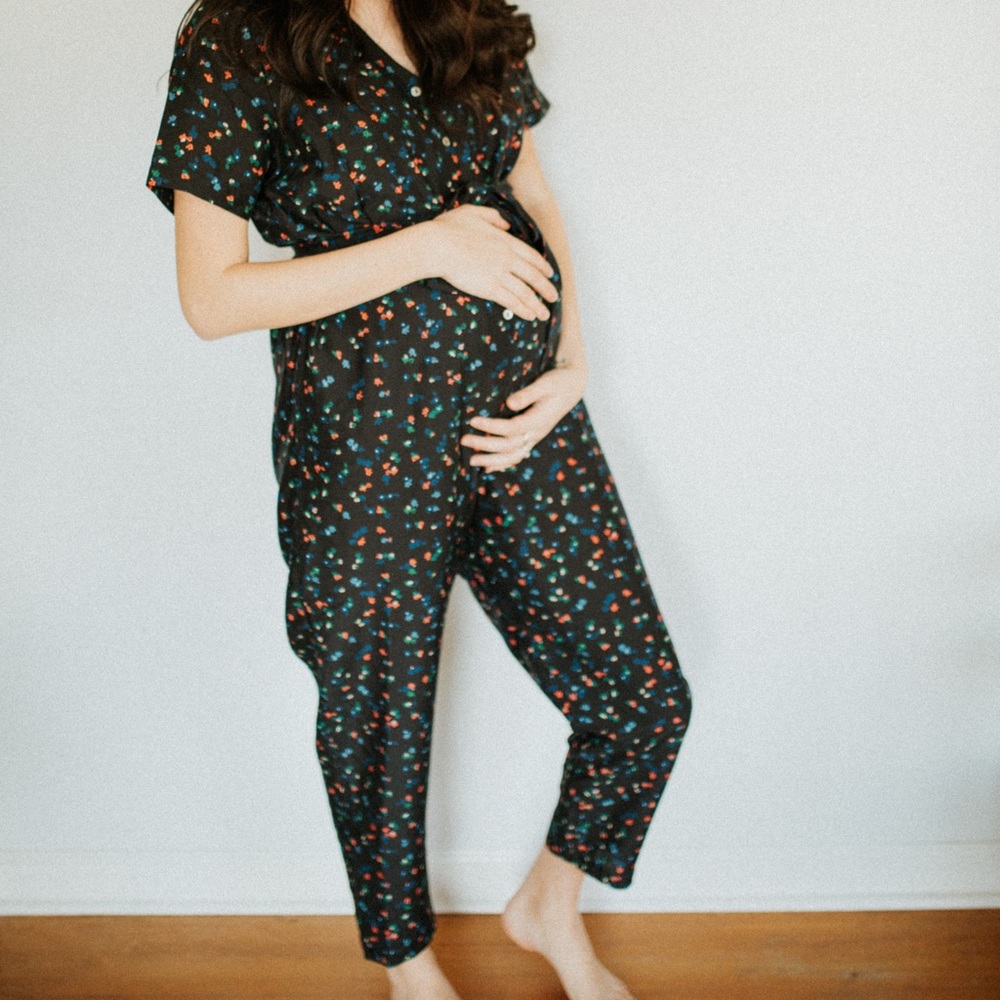 HATCH mama floral jumpsuit
